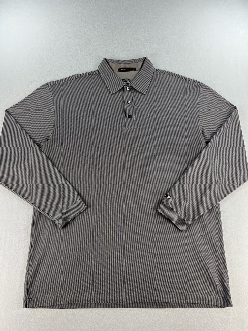 VTG Nike Fit Dry Tiger Woods Collection Long Sleeve Golf Polo Pewter Men Size XL